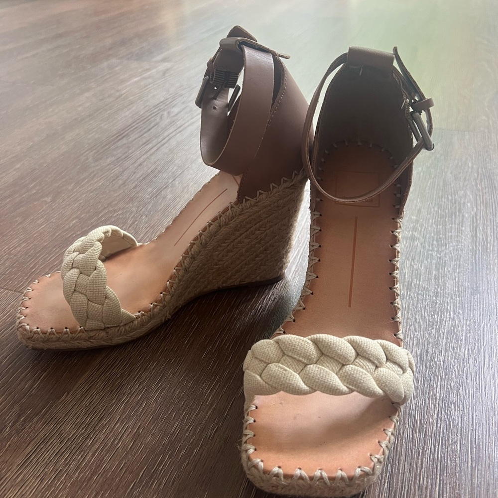 DV by Dolce Vita Braided Cream and Brown Wedges